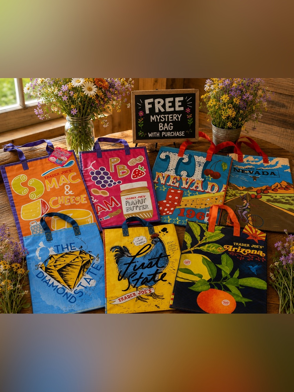 🎉 4 Trader Joe’s Pastel Striped Mini Canvas Tote Bags+ FREE NWT Trader Joe’s Bag - Picture 2 of 2